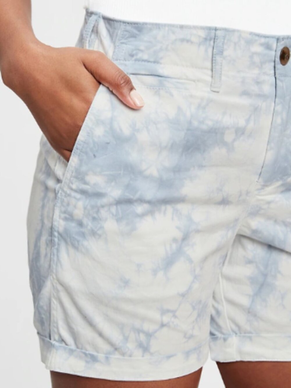 GAP 5" City Shorts In Tie Dye White & Blue Khakis Chino Short